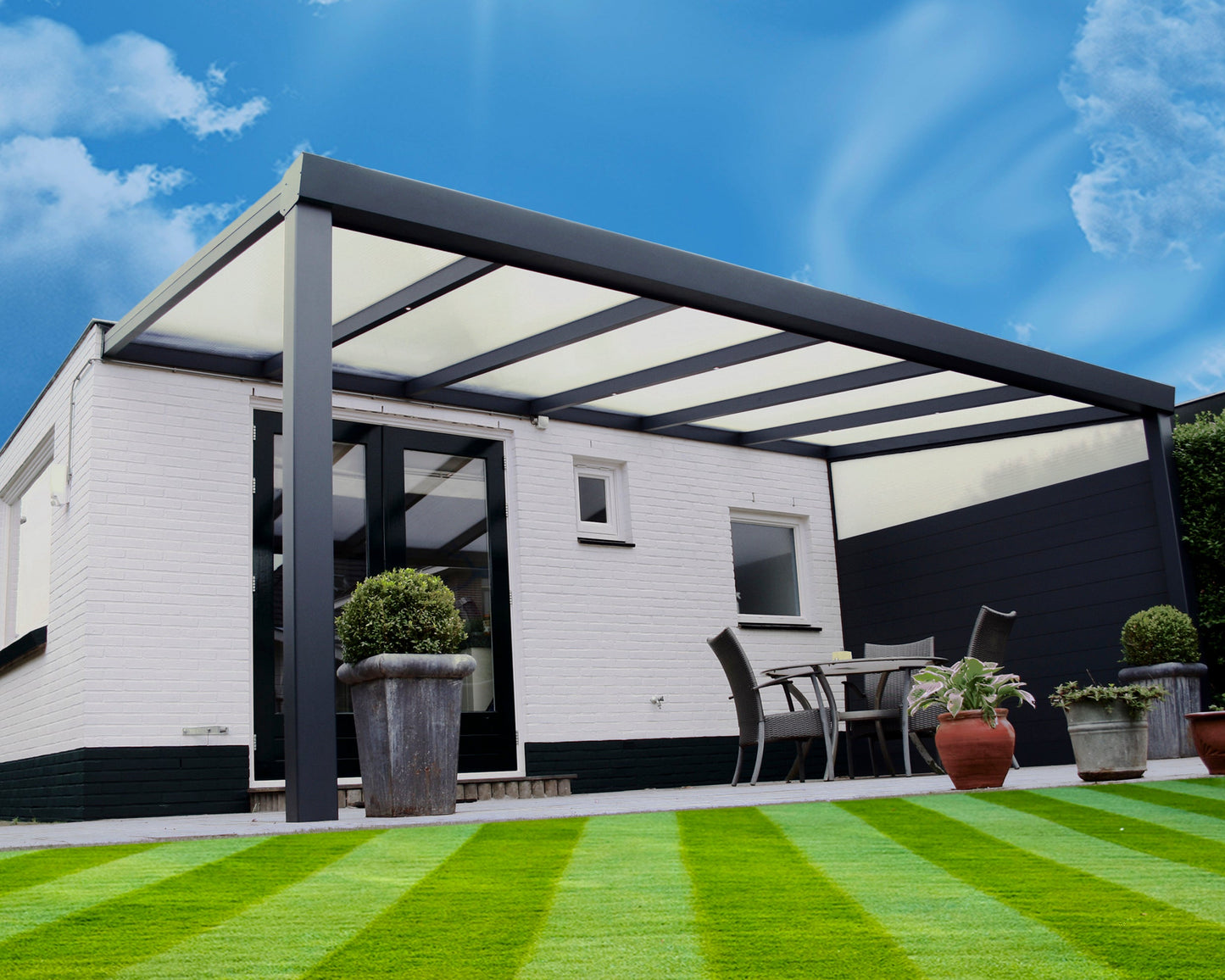 Giallo Aluminium-Terrassenüberdachung – Maximale Freiheit ohne störende Pfosten